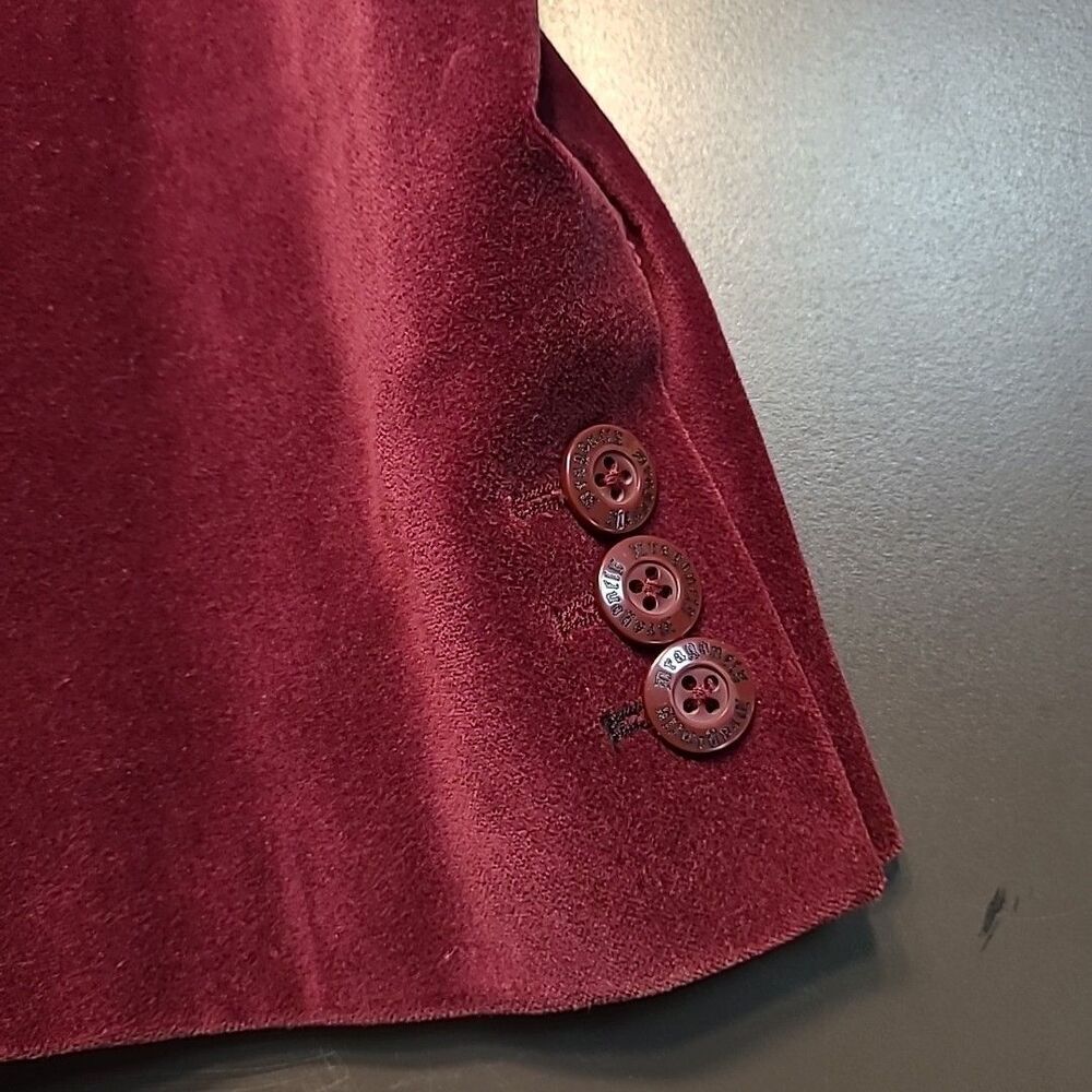 VTG 90s Y2K DRAGONFLY Maroon Velvet Blazer Jacket Mens 3XL Dragon Embroidered - Picture 7 of 11